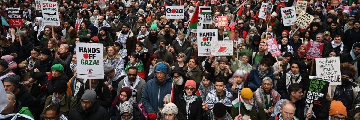 Thousands attend the Pro-Palestinian demonstration held in London