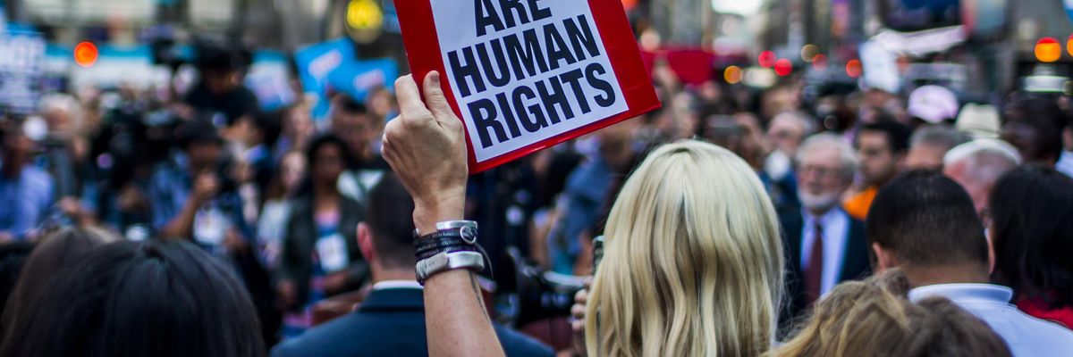 Thousands of people took to the streets of New York City on July 26, 2017 in opposition to anti-trans policy moves by then-President Donald Trump.