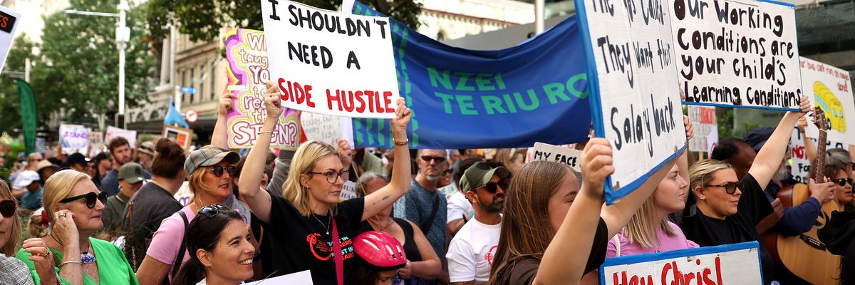 Thousands of teachers protest low pay