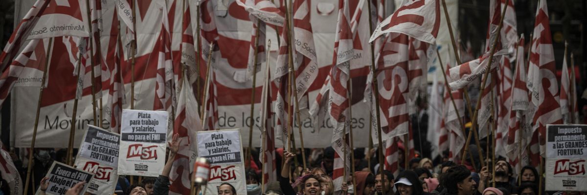Thousands of workers marched from Argentina's presidential office to its congressional building in Buenos Aires on August 17, 2022 to demand government action to address the ongoing cost of living crisis.