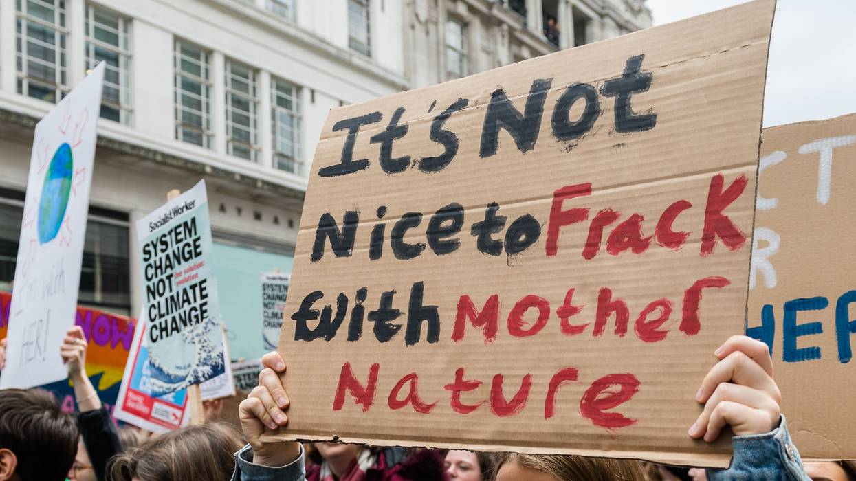 Thousands of youth strikers take part in a climate march on 12 April, 2019 in London, England.