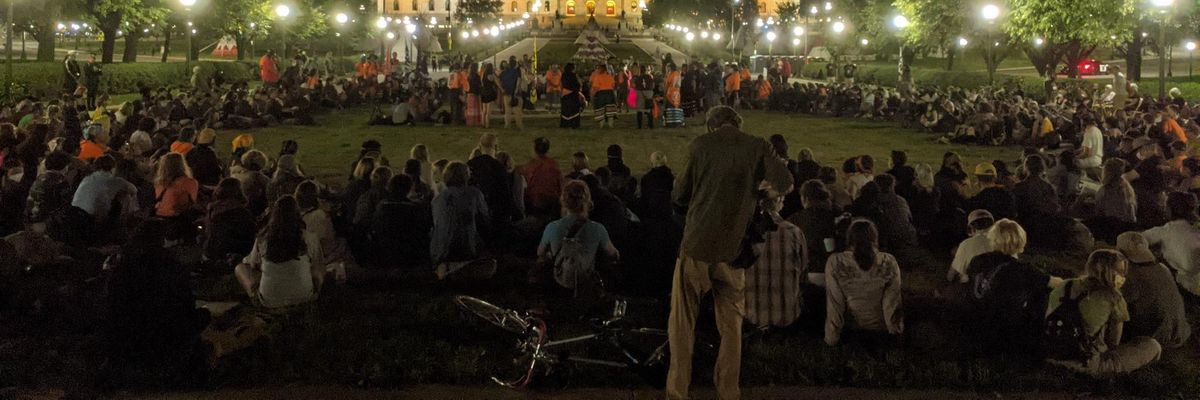 Thousands rally against Line 3 at the Minnesota state capitol