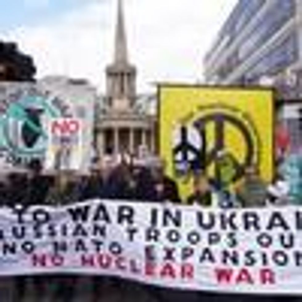 Thousands turned out to march for peace in Ukraine on February 6, 2022 in central London