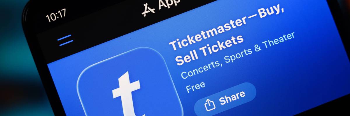 Ticketmaster logo in Apple app store.