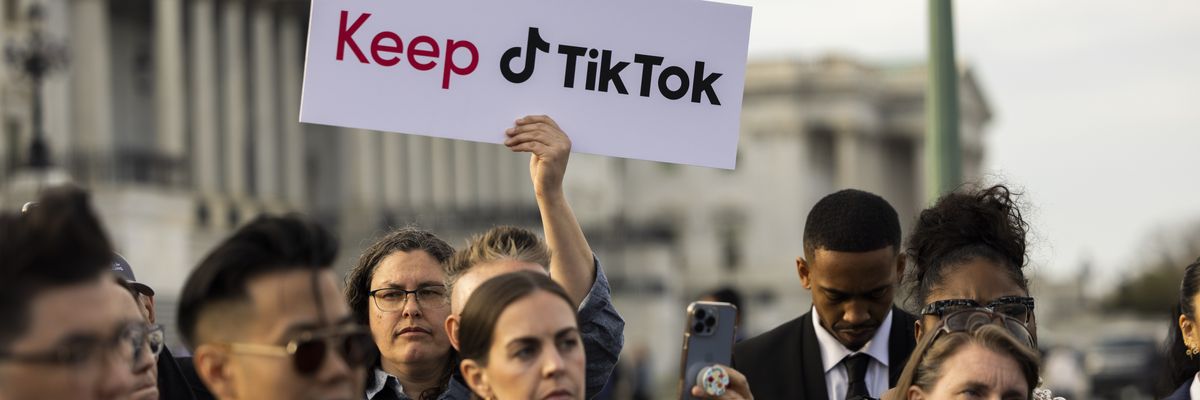 TikTok content creators gather outside the Capitol 