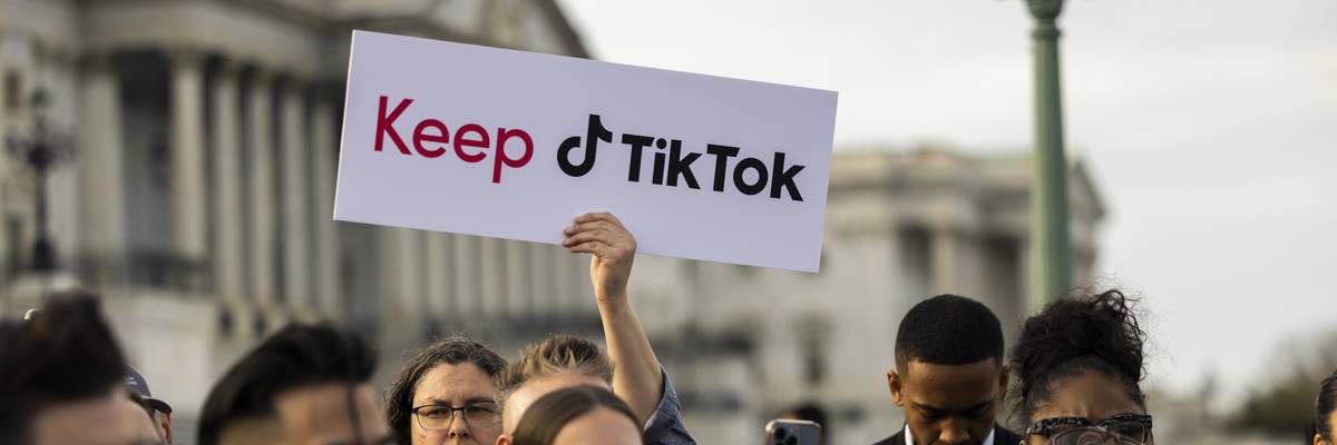 TikTok content creators gather outside the Capitol