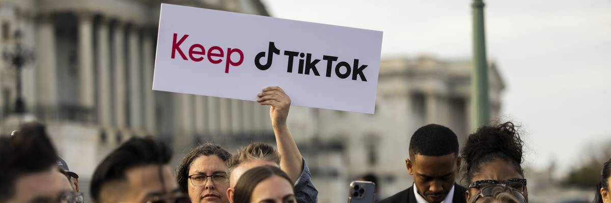 TikTok content creators gather outside the Capitol