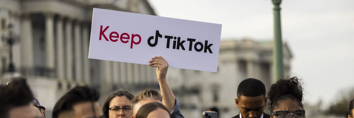 TikTok content creators gather outside the Capitol