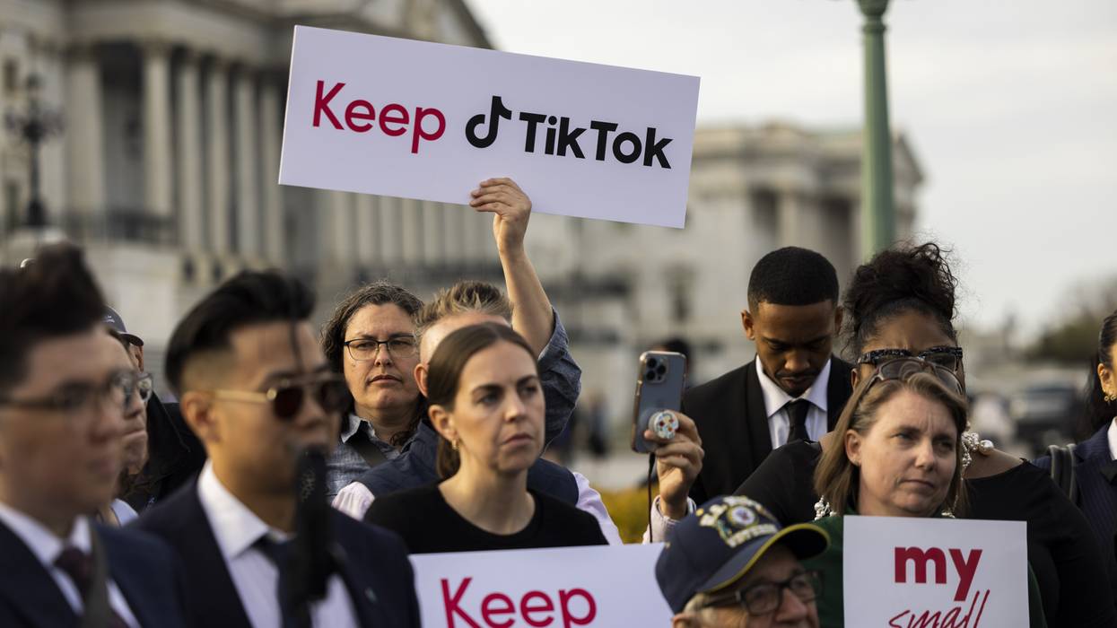 TikTok content creators gather outside the Capitol