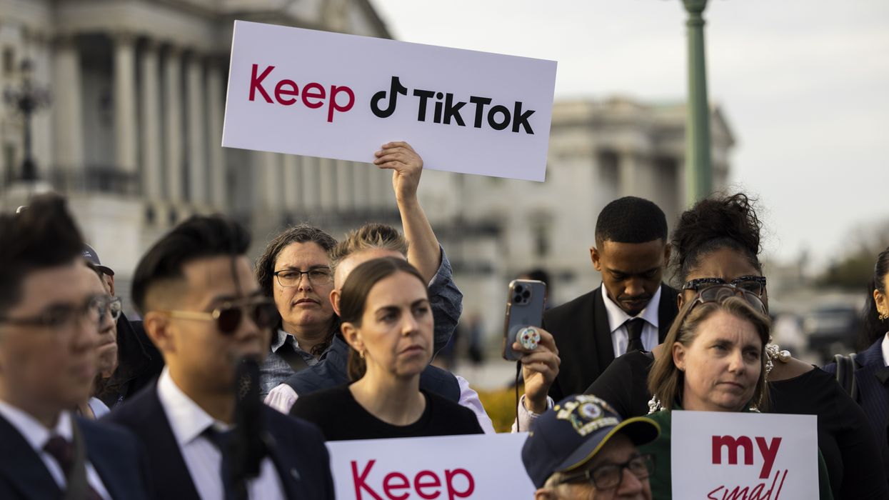 TikTok content creators gather outside the Capitol
