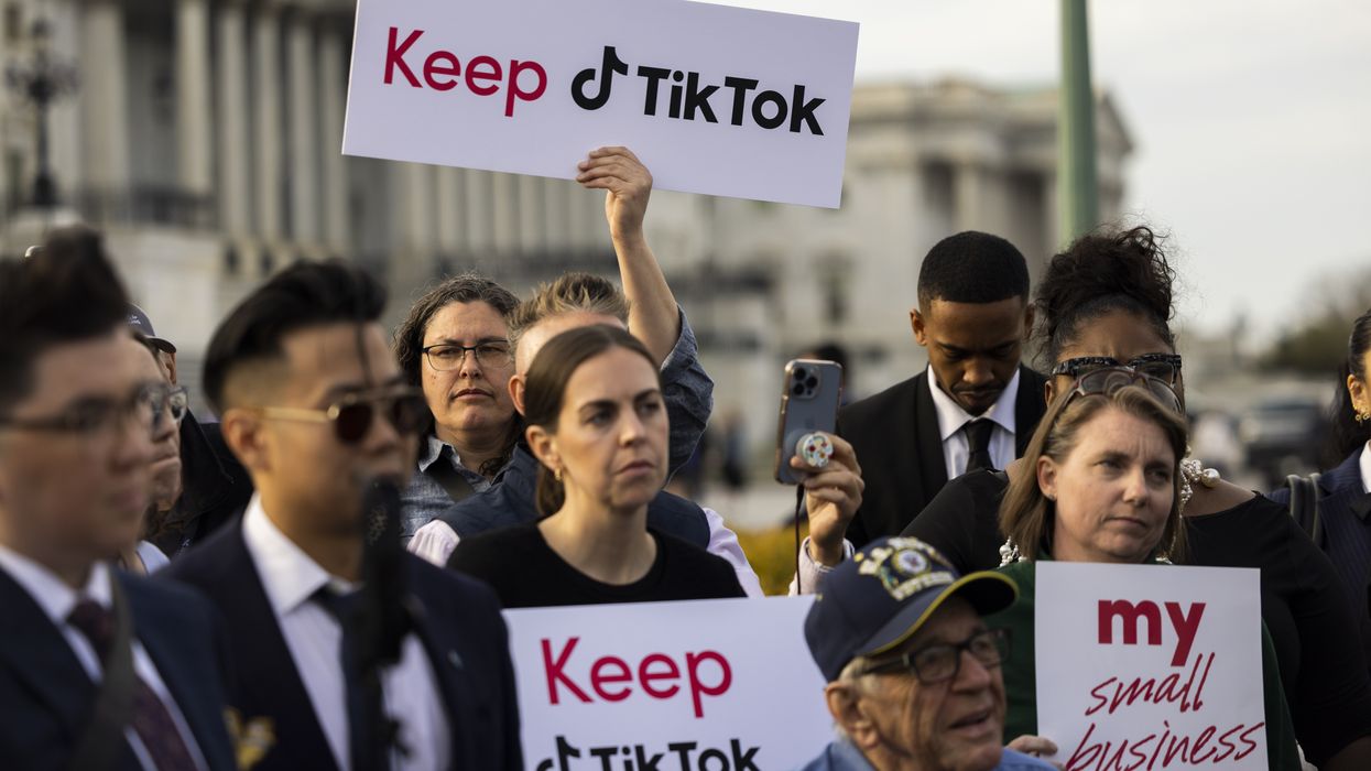 TikTok content creators gather outside the Capitol