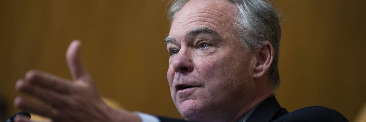 Tim Kaine gestures.