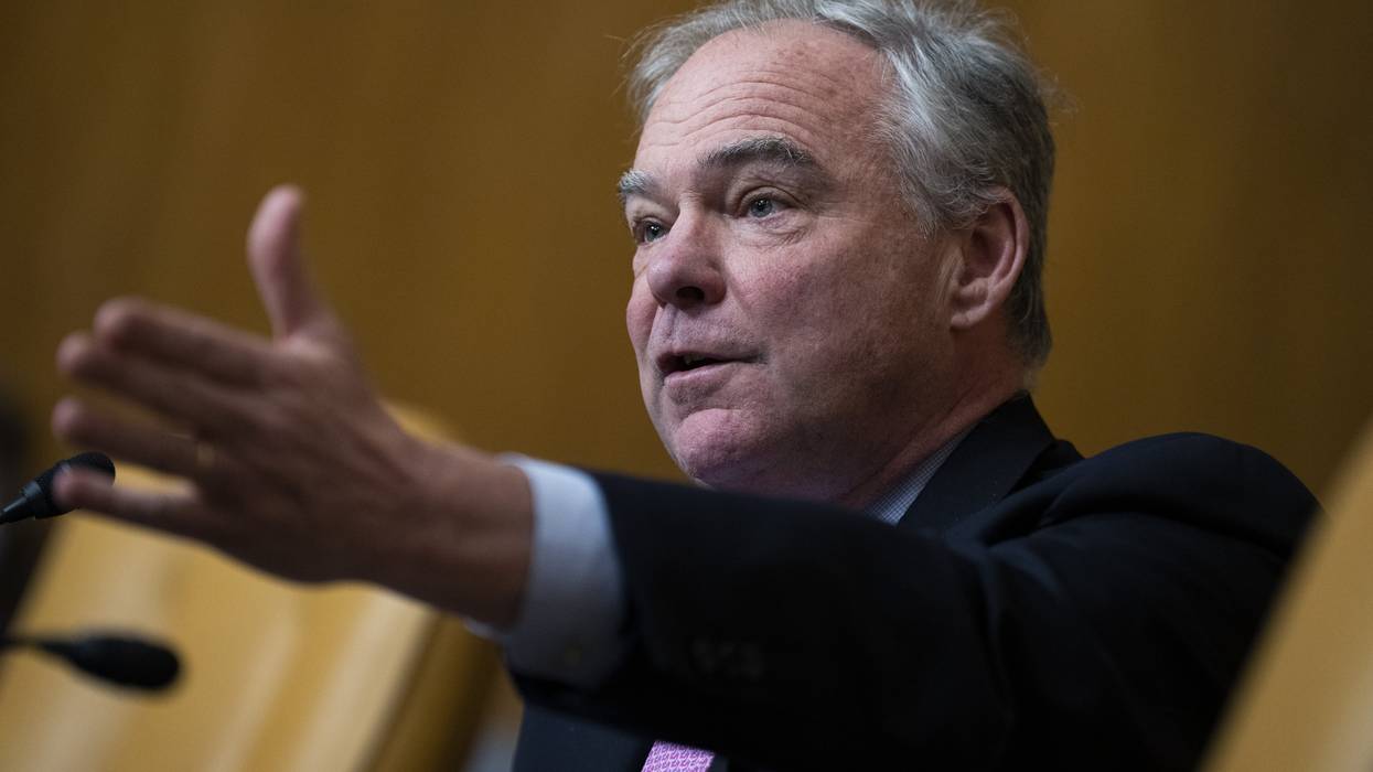 Tim Kaine gestures.