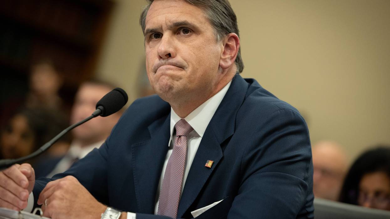 Todd Blanche frowns during a House hearing.
