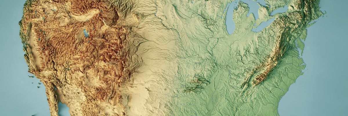 Topographical map of the United States