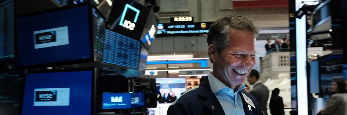 Traders work on the floor of the New York Stock Exchange