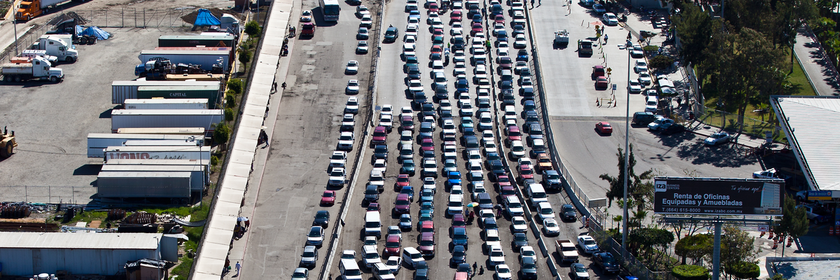 Traffic is seen at the Otay Mesa border crossing
