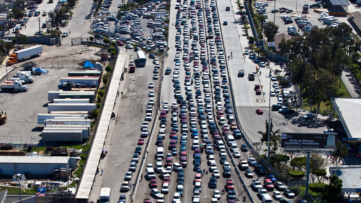 Traffic is seen at the Otay Mesa border crossing