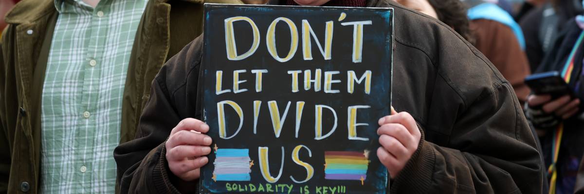 Trans rights protest in Scotland.