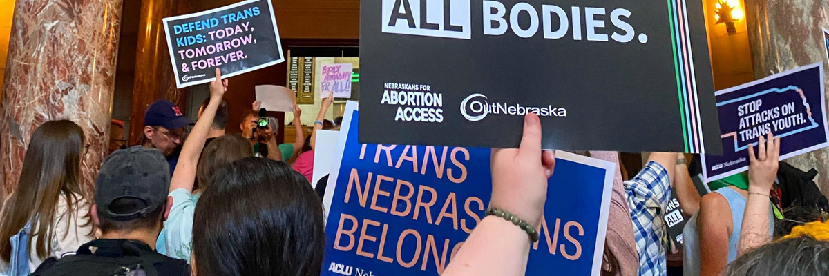 Chants of 'Shame!' After Nebraska GOP Bans Abortion, Trans Youth Healthcare
