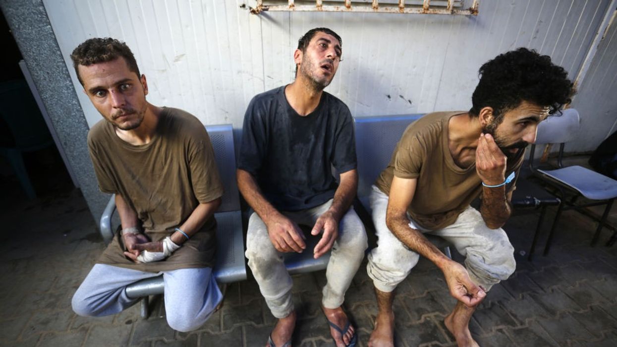 Traumatized Palestinian prisoners after being released by Israel