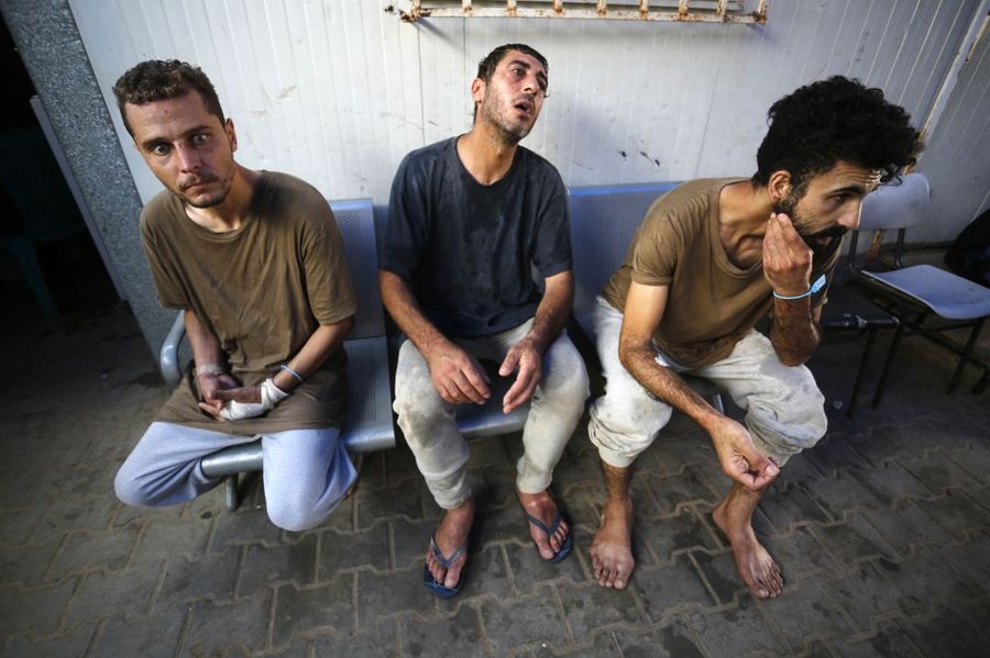 Traumatized Palestinian prisoners after being released by Israel