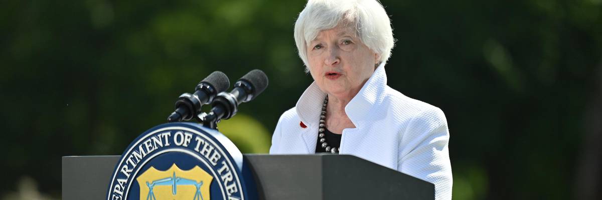 Treasury Secretary Janet Yellen speaks during a press conference