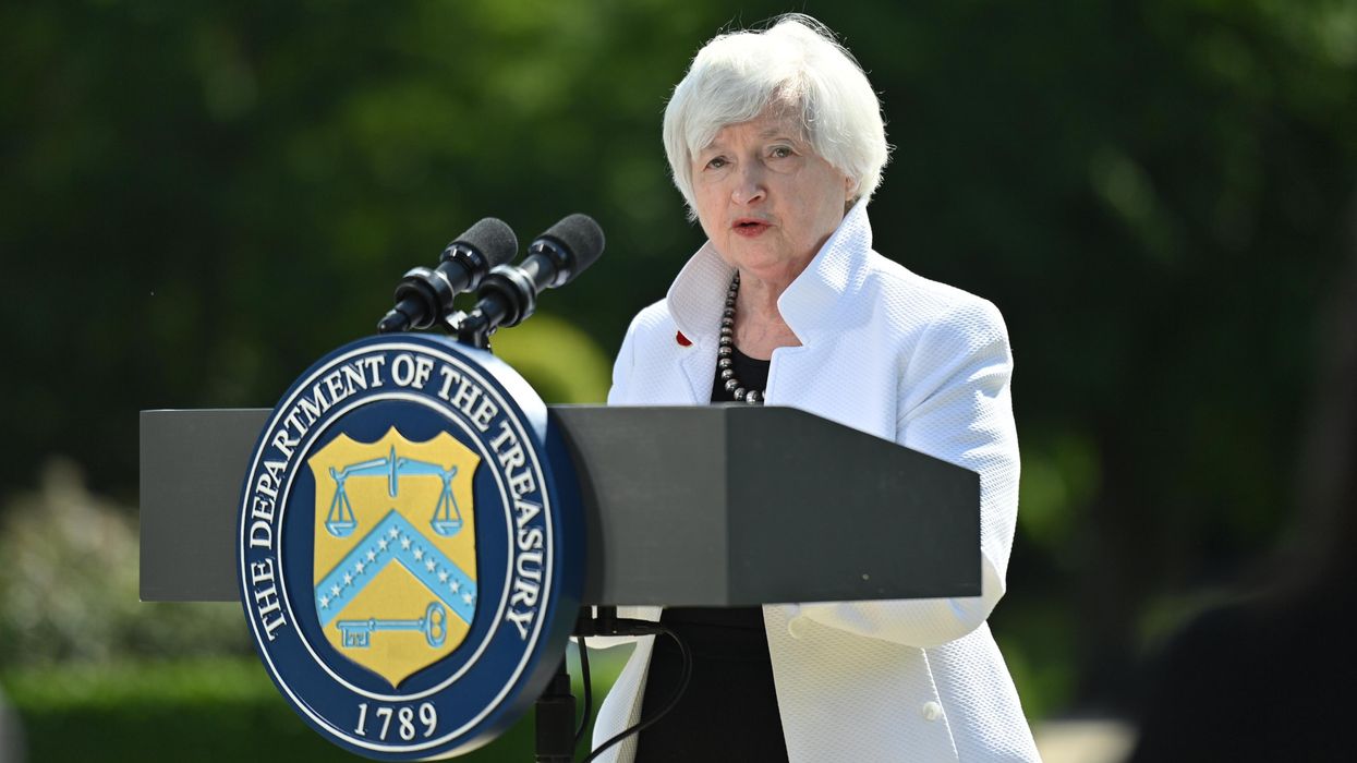 Treasury Secretary Janet Yellen speaks during a press conference