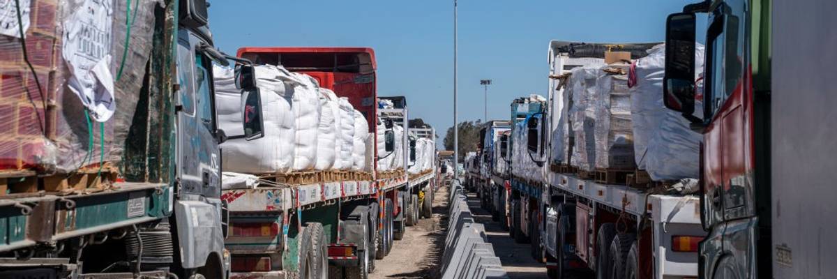 Trucks carrying aid for Gaza are stuck at the Rafah crossing
