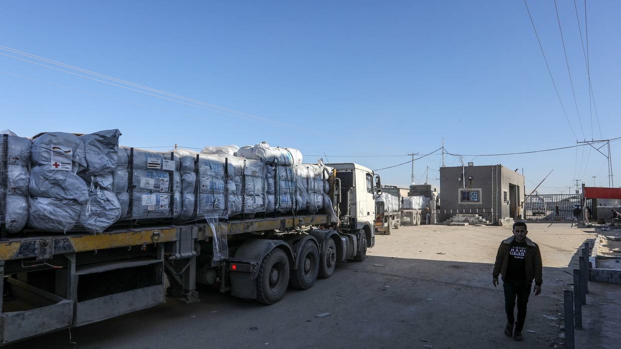 Trucks carrying aid supplies to Gaza