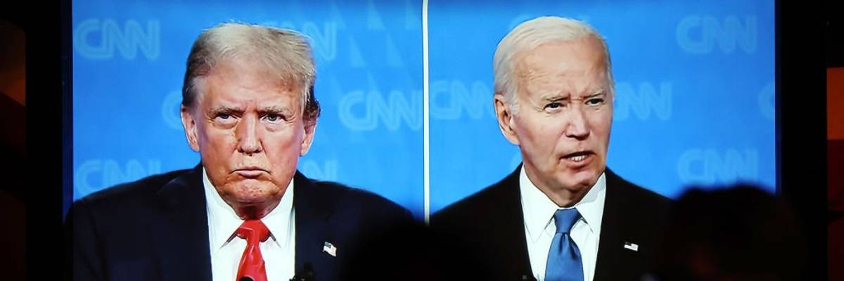 Trump and Biden split-screen during debate