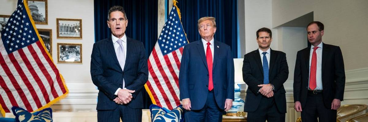 Trump and his lawyer, John Lauro, and others