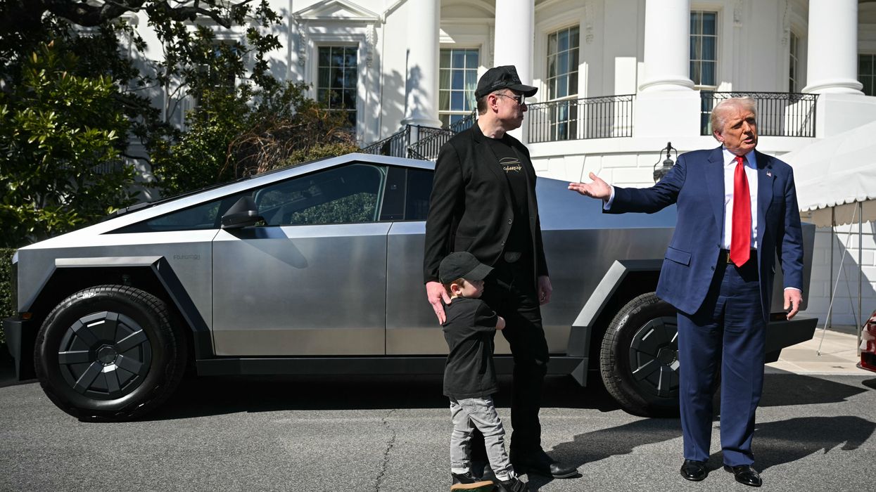 Trump and Musk show Tesla Cybertruck at White House.