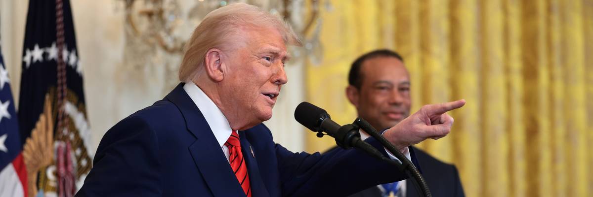 Trump and Tiger Woods at Black History Month reception.