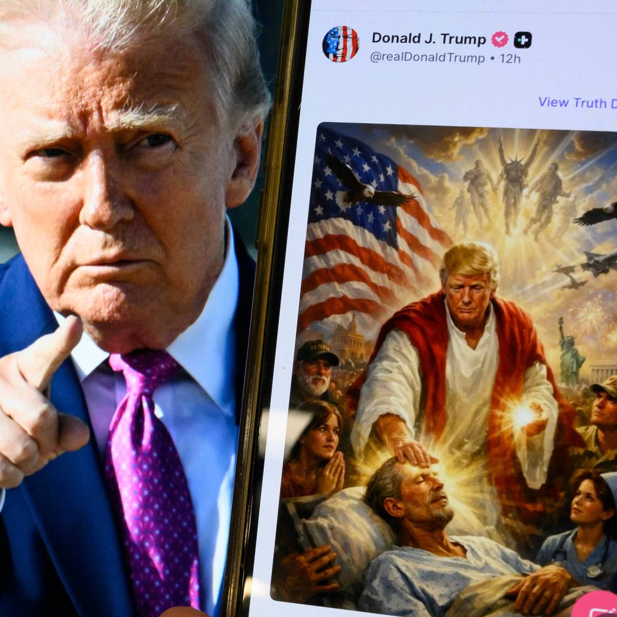 Trump and Trump as Jesus Christ