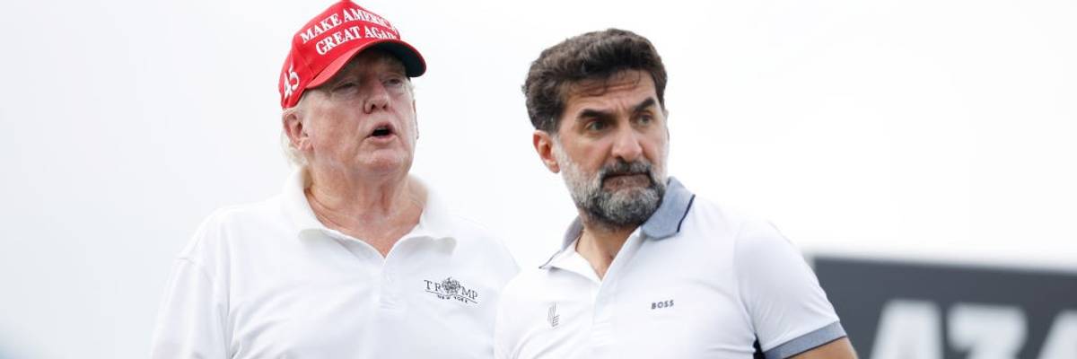 Trump and Yasir al-Rumayyan look on at the LIV Golf Invitational