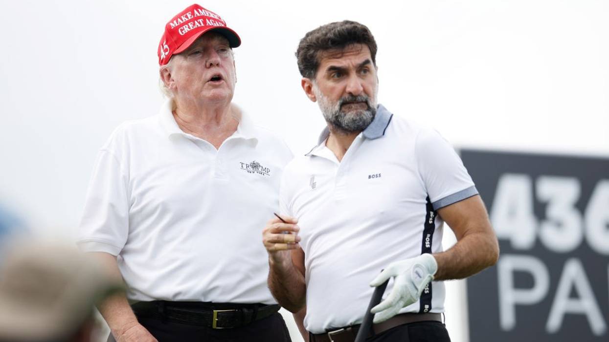 Trump and Yasir al-Rumayyan look on at the LIV Golf Invitational