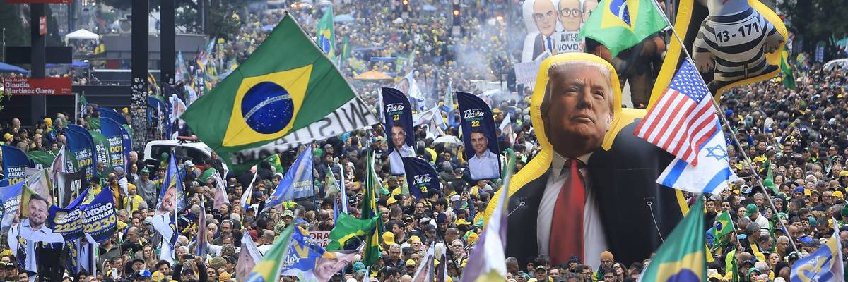 Trump balloon during far-right rally in Brazil