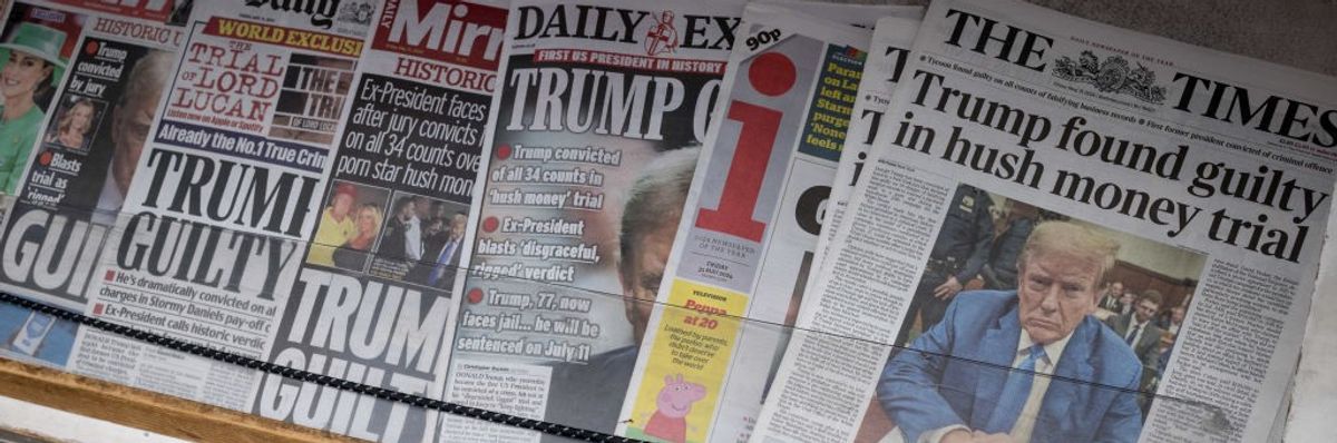 "Trump found guilty is hush money trial" and other newspaper headlines