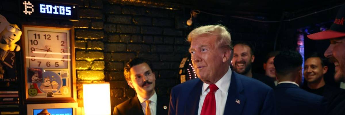trump in a crypto bar