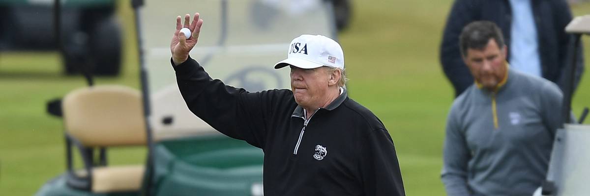 Trump on a golf course.