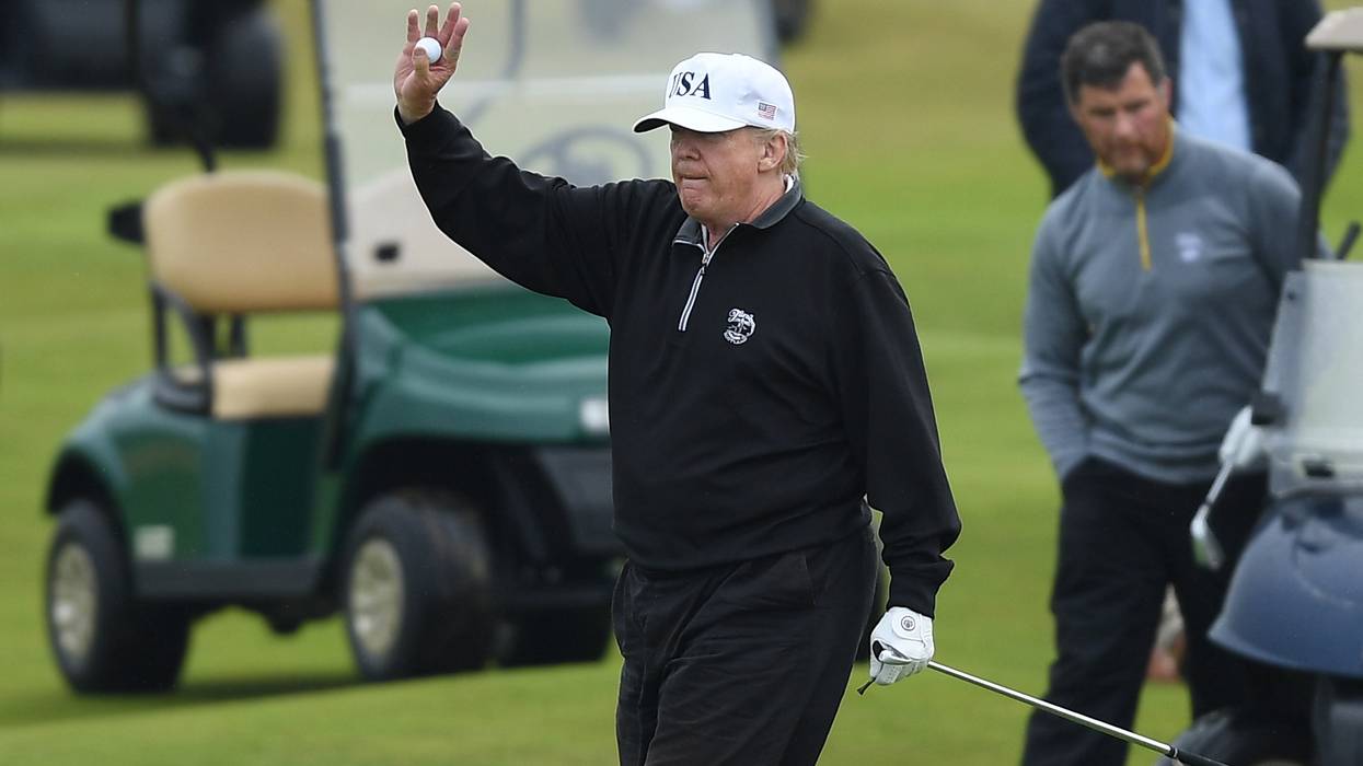 Trump on a golf course.