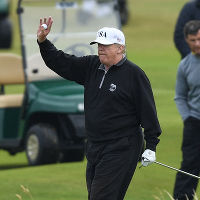 Trump on a golf course.