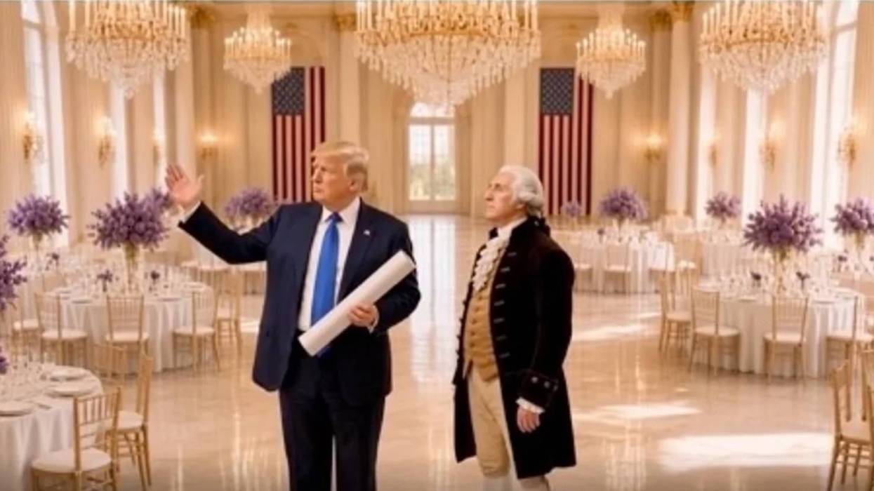Trump posted AI image of him and Washington in his ballroom
