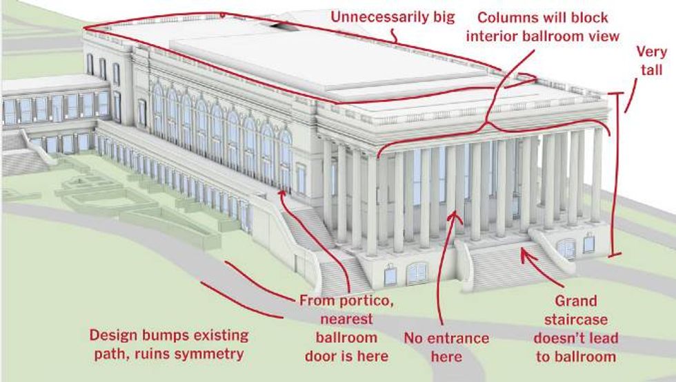 Trump's "plan" for his oversized shed/ballroom