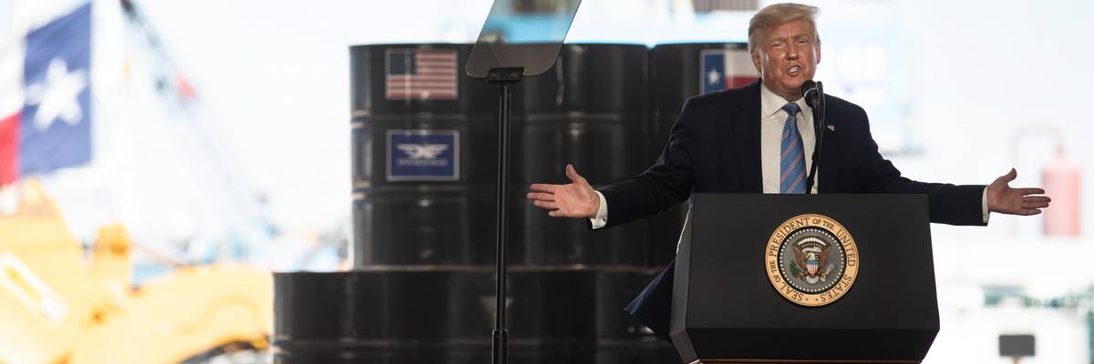 Trump speaks at oil rig.