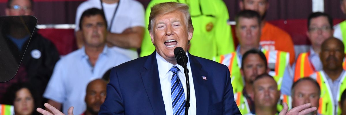 Trump speaks at Shell complex.