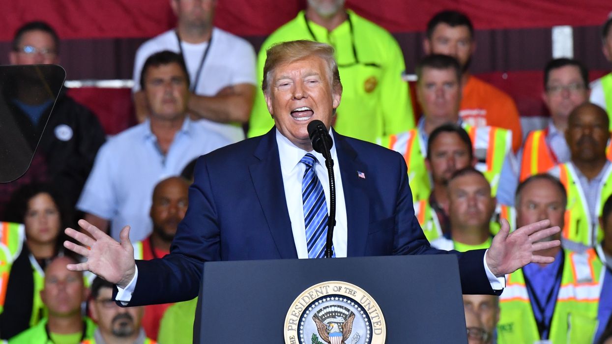 Trump speaks at Shell complex.