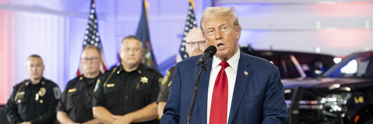 Trump speaks in Howell, Michigan.