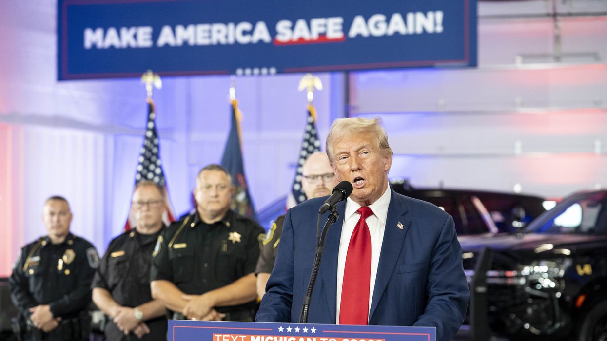 Trump speaks in Howell, Michigan.